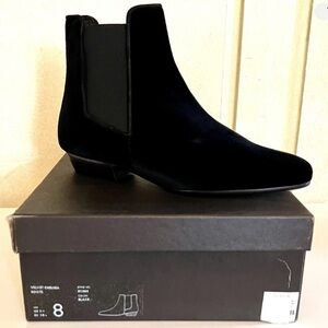NEW J Crew Velvet Chelsea Boots Black 8 Low Heel